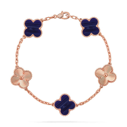 [Love Aura]CLOVER 5 MOTIF PURPLE STRIPES BRACELET COLLECTION