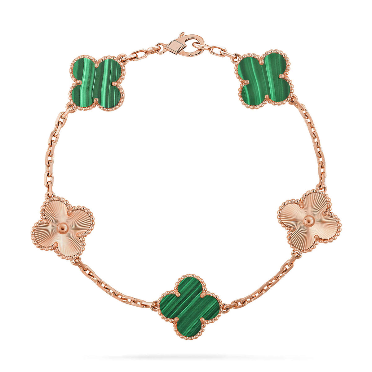 [Love Aura] CLOVER 5 MOTIF MALACHITE BRACELET COLLECTION