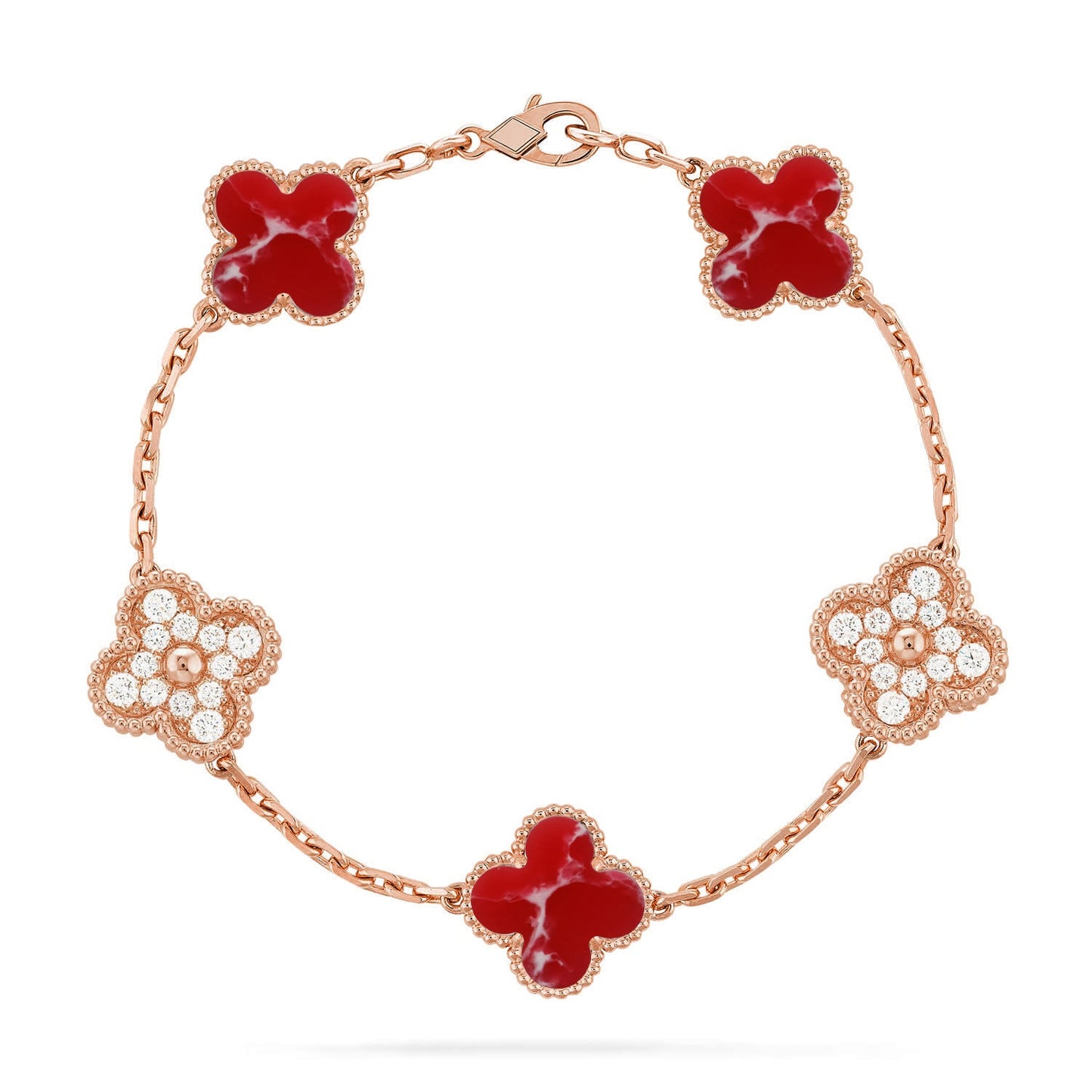 [Love Aura]CLOVER 5 MOTIF RED PATTERN BRACELET COLLECTION