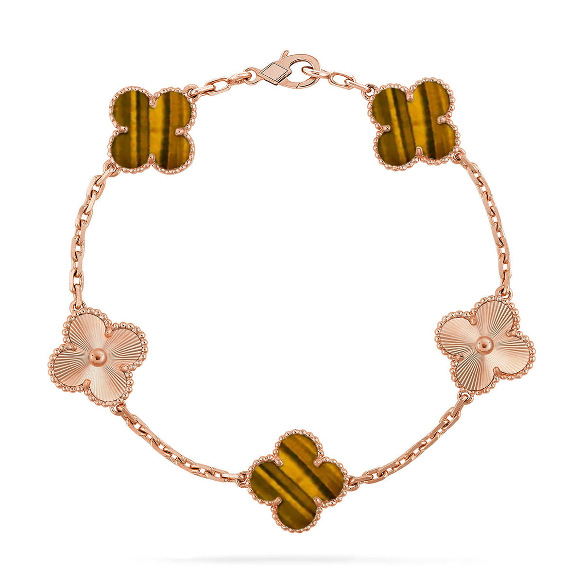 [Love Aura] CLOVER 5 MOTIFS TIGER EYE BRACELET COLLECTION