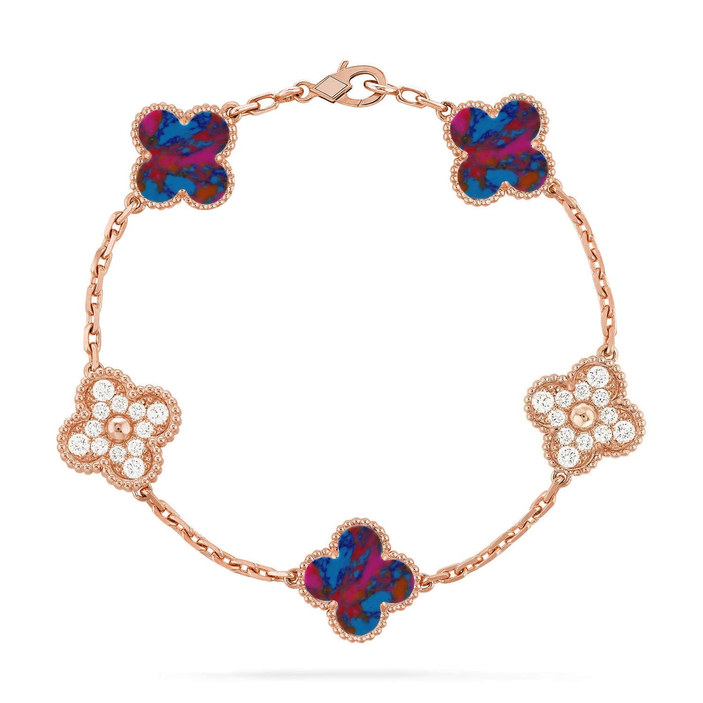 [Love Aura]CLOVER 5 MOTIF COLOR GEMSTONES BRACELET COLLECTION