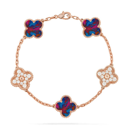 [Love Aura]CLOVER 5 MOTIF COLOR GEMSTONES BRACELET COLLECTION