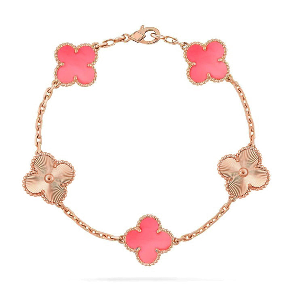 [Love Aura] CLOVER 5 MOTIFS  PINK MOP BRACELET COLLECTION