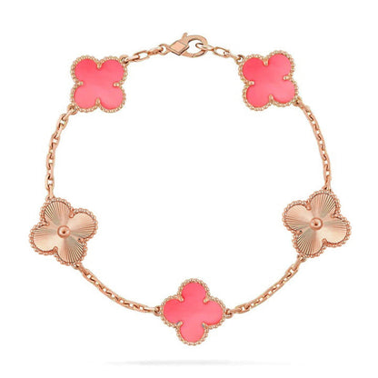 [Love Aura] CLOVER 5 MOTIFS  PINK MOP BRACELET COLLECTION