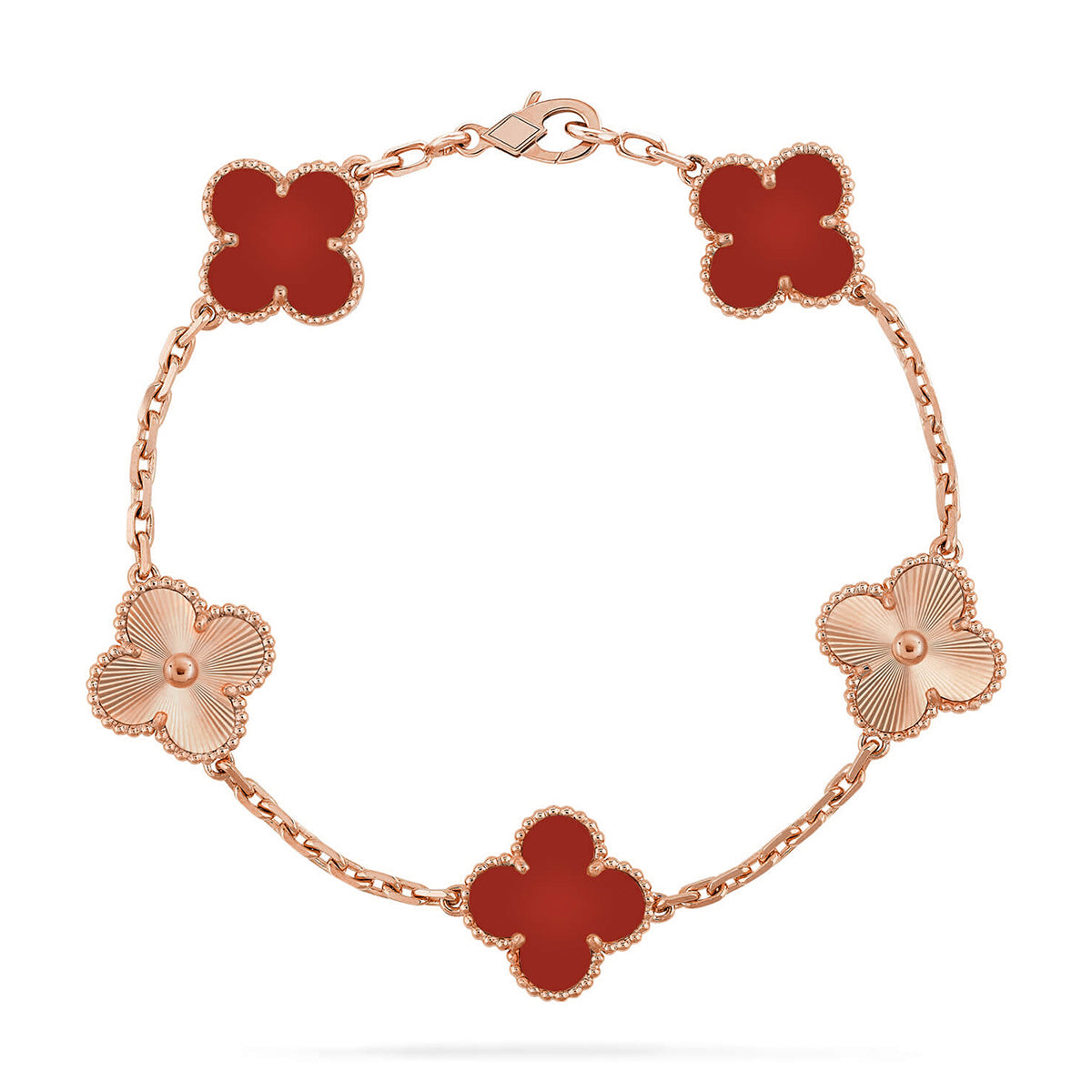 [Love Aura] CLOVER 5 MOTIF RED CORNELIAN BRACELET COLLECTION