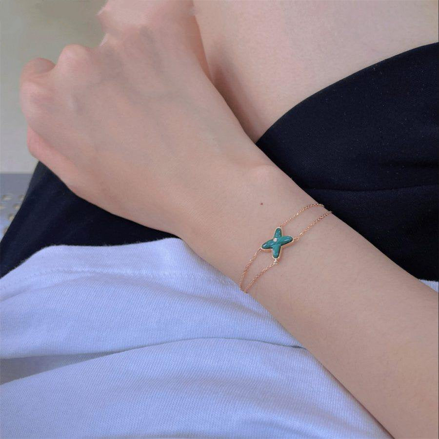 [Love Aura]JEUX BRACELET MALACHITE PINK GOLD 1 DIAMOND