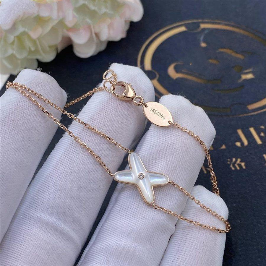 [Love Aura]JEUX BRACELET WHITE MOP PINK GOLD 1 DIAMOND