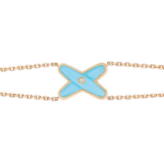 [Love Aura]JEUX BRACELET TURQUOISE PINK GOLD 1 DIAMOND