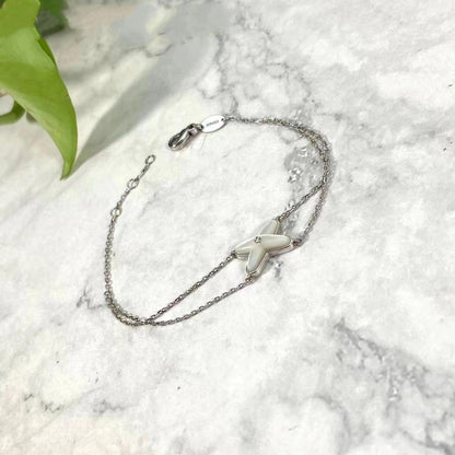 [Love Aura]JEUX BRACELET WHITE MOP SILVER 1 DIAMOND