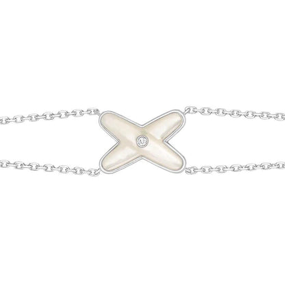 [Love Aura]JEUX BRACELET WHITE MOP SILVER 1 DIAMOND