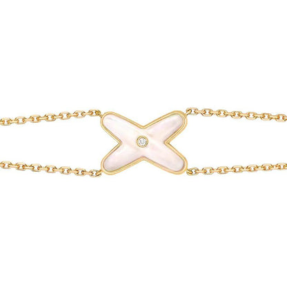 [Love Aura]JEUX BRACELET WHITE MOP GOLD 1 DIAMOND