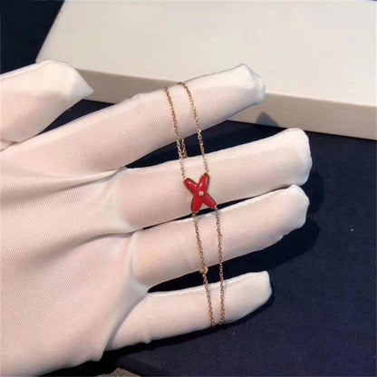 [Love Aura]JEUX BRACELET CARNELIAN PINK GOLD 1 DIAMOND