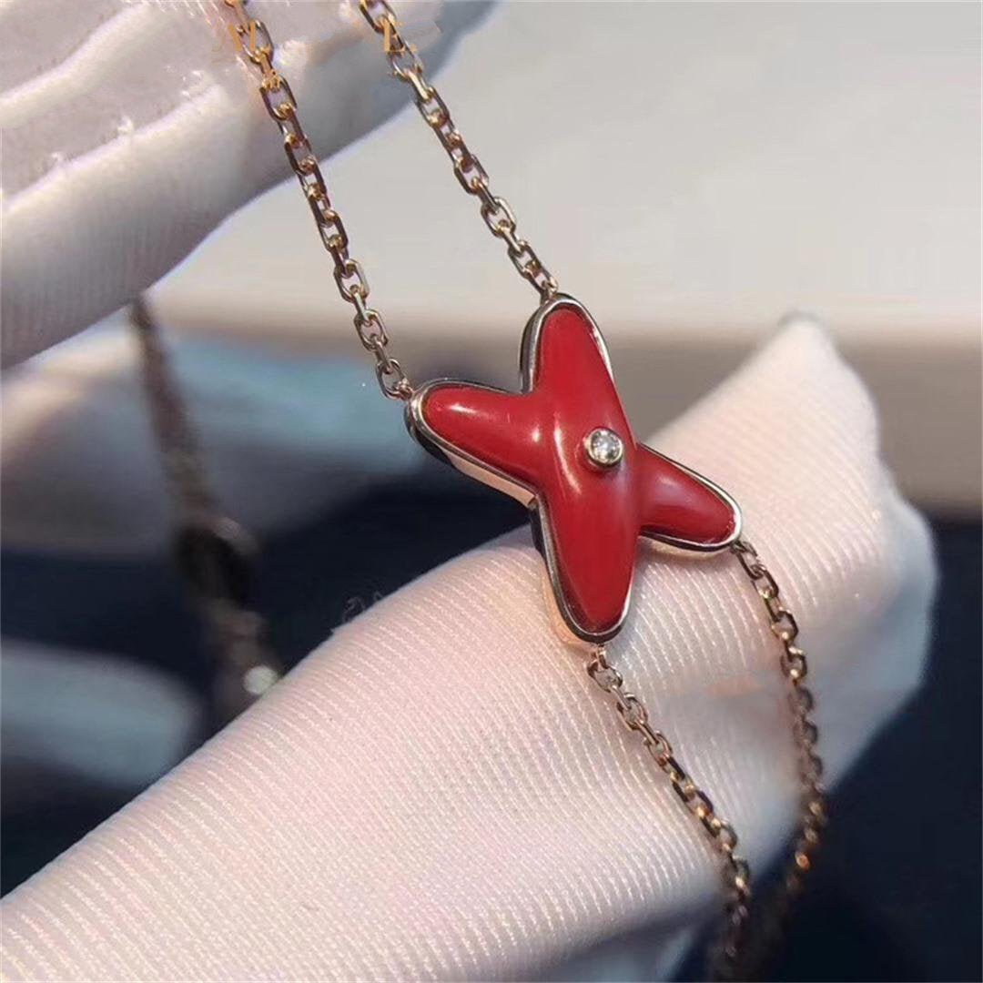 [Love Aura]JEUX BRACELET CARNELIAN PINK GOLD 1 DIAMOND