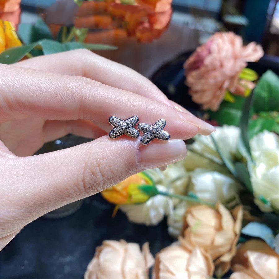 [Love Aura]JEUX DE SILVER DIAMOND EARRINGS