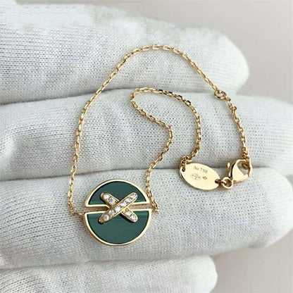 [Love Aura]JEUX DE BRACELET MALACHITE PINK GOLD DIAMONDS