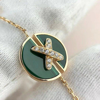 [Love Aura]JEUX DE BRACELET MALACHITE PINK GOLD DIAMONDS