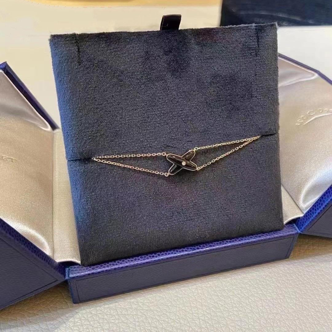 [Love Aura]JEUX BRACELET ONYX PINK GOLD 1 DIAMOND