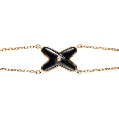 [Love Aura]JEUX BRACELET ONYX PINK GOLD 1 DIAMOND