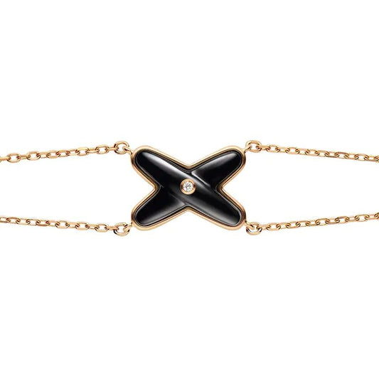[Love Aura]JEUX BRACELET ONYX PINK GOLD 1 DIAMOND