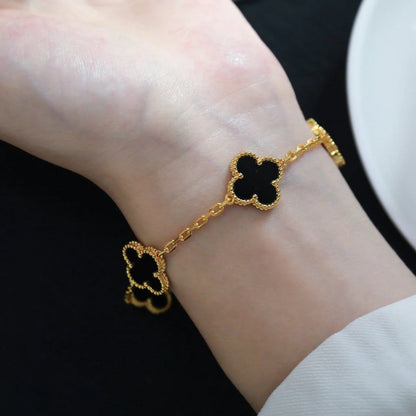 [Love Aura]CLOVER  5 MOTIFS BLACK ONYX BRACELET