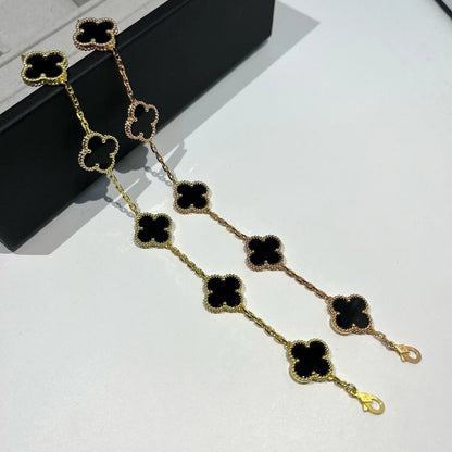 [Love Aura]CLOVER  5 MOTIFS BLACK ONYX BRACELET