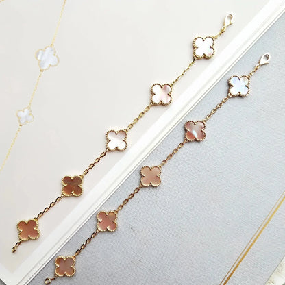 [Love Aura] CLOVER 5 MOTIFS  PINK MOP BRACELET COLLECTION