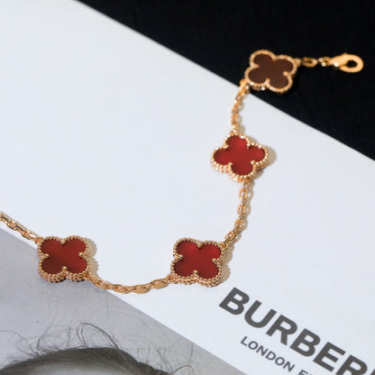[Love Aura]CLOVER 5 MOTIFS RED AGATE  BRACELET