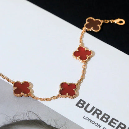 [Love Aura] CLOVER 5 MOTIF RED CORNELIAN BRACELET COLLECTION