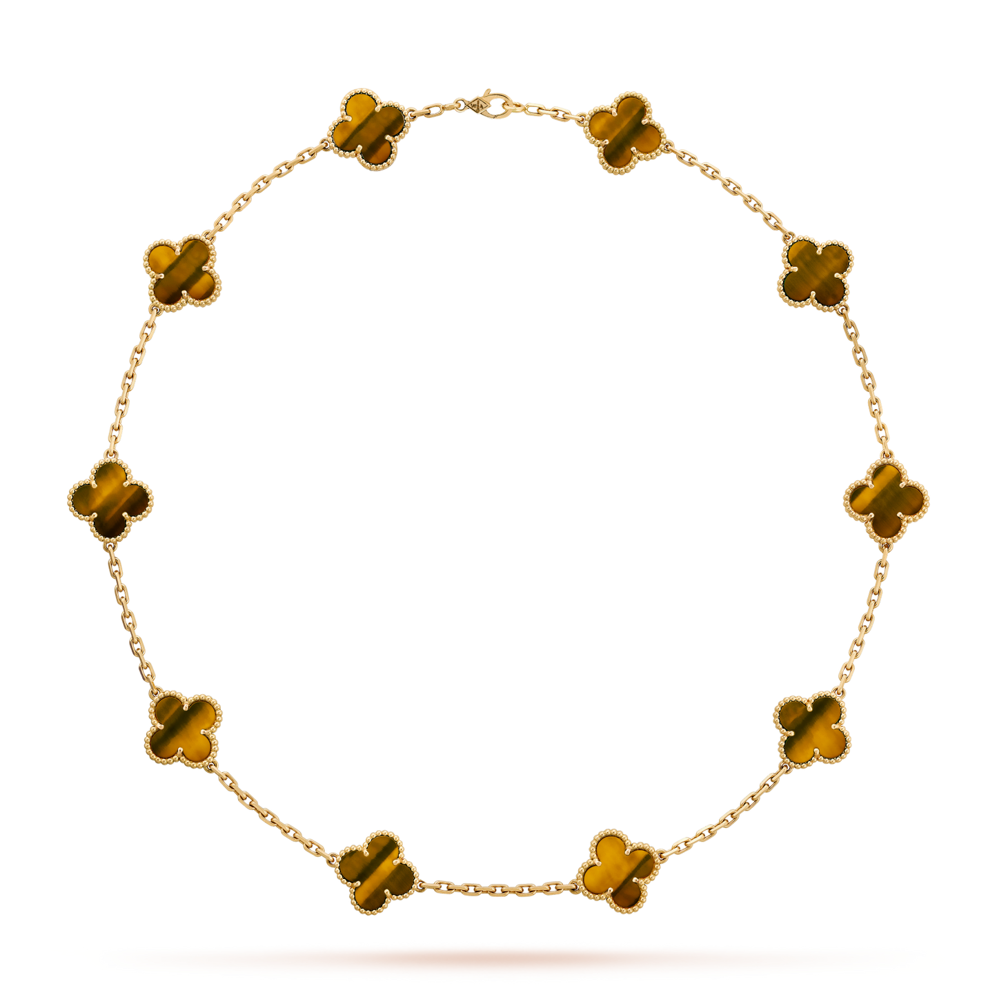 [Love Aura]CLOVER 10 MOTIFS TIGER EYE NECKLACE