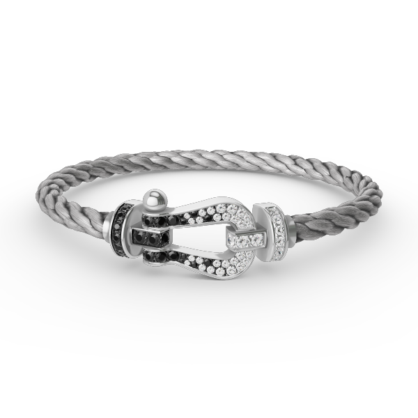 [Love Aura]FORCE LARGE HORSESHOE BLACK WHITE DIAMOND BRACELET SILVER