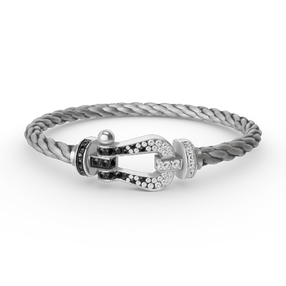 [Love Aura]FORCE LARGE HORSESHOE BLACK WHITE DIAMOND BRACELET SILVER