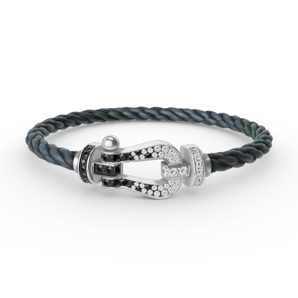 [Love Aura]FORCE LARGE HORSESHOE BLACK WHITE DIAMOND BRACELET SILVER