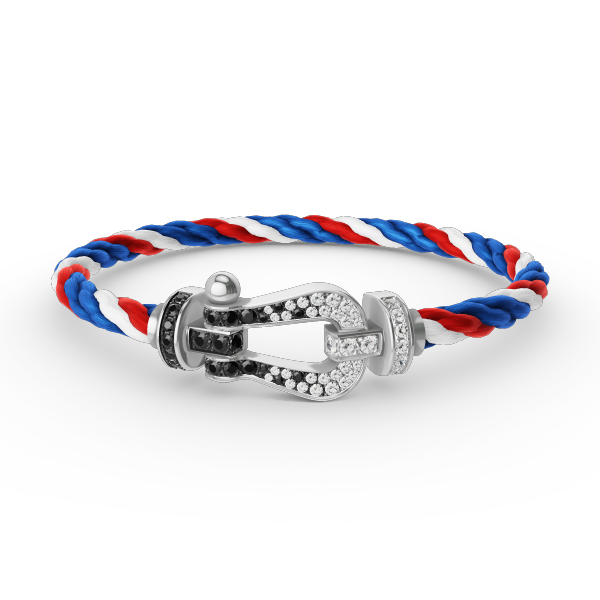 [Love Aura]FORCE LARGE HORSESHOE BLACK WHITE DIAMOND BRACELET SILVER