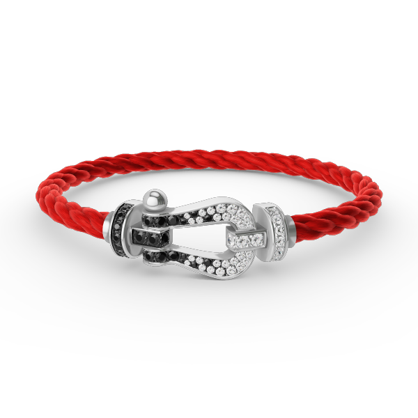 [Love Aura]FORCE LARGE HORSESHOE BLACK WHITE DIAMOND BRACELET SILVER