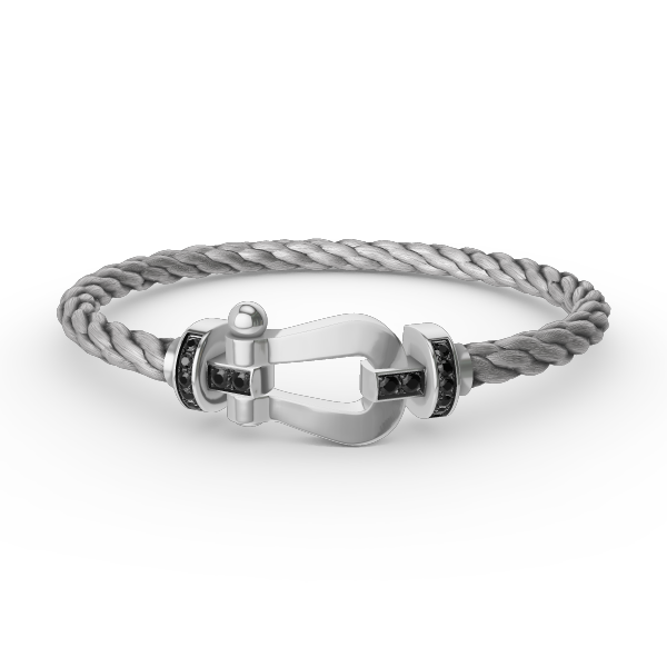 [Love Aura]FORCE LARGE HORSESHOE BLACK DIAMOND BRACELET SILVER