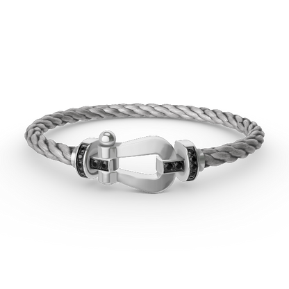 [Love Aura]FORCE LARGE HORSESHOE BLACK DIAMOND BRACELET SILVER