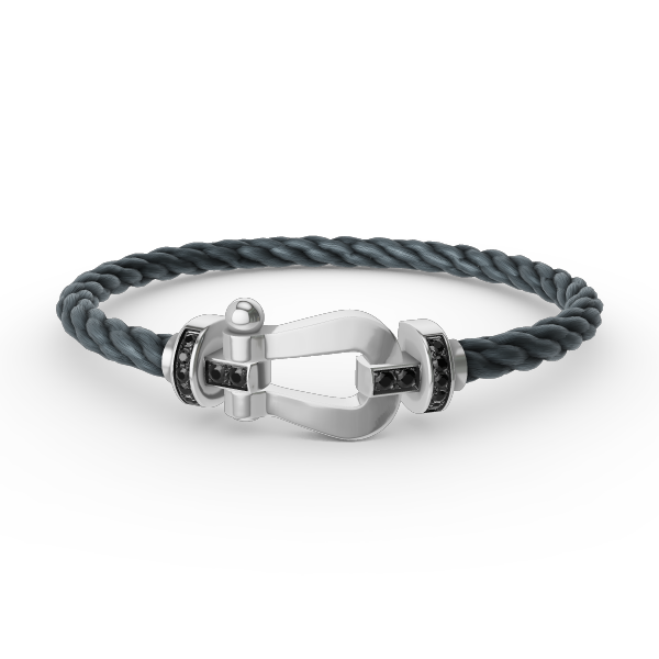 [Love Aura]FORCE LARGE HORSESHOE BLACK DIAMOND BRACELET SILVER