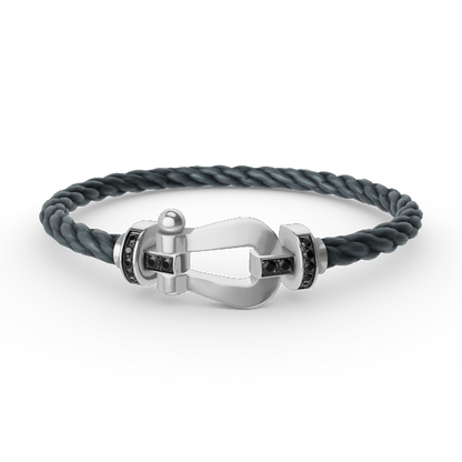[Love Aura]FORCE LARGE HORSESHOE BLACK DIAMOND BRACELET SILVER