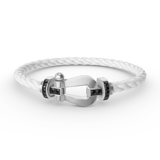 [Love Aura]FORCE LARGE HORSESHOE BLACK DIAMOND BRACELET SILVER