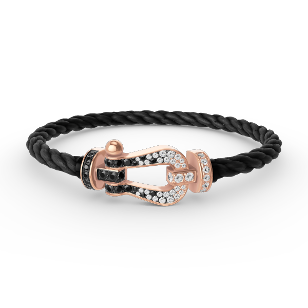 [Love Aura]FORCE LARGE HORSESHOE BLACK WHITE DIAMOND BRACELET ROSE GOLD