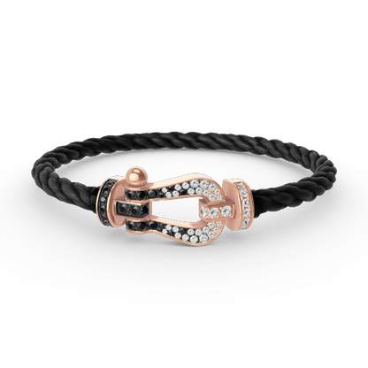 [Love Aura]FORCE LARGE HORSESHOE BLACK WHITE DIAMOND BRACELET ROSE GOLD