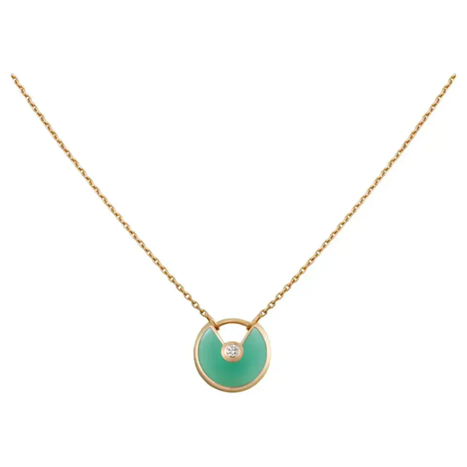 [Love Aura]AMULETTE GOLD MALACHITE NECKLACE