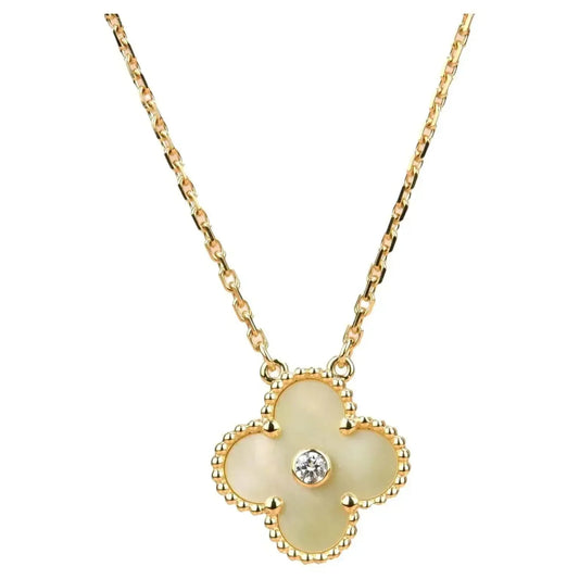 [Love Aura]CLOVER 15MM DIAMOND GOLD MOTHER OF PEARL NECKLACE