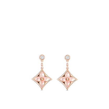 [Love Aura]DOUBLE STAR PINK GOLD MOP DROP EARRINGS