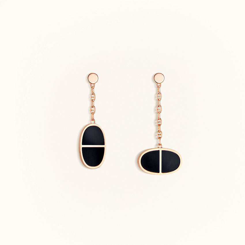 [Love Aura]CHAINE VERSO BLACK CERAMIC EARRINGS