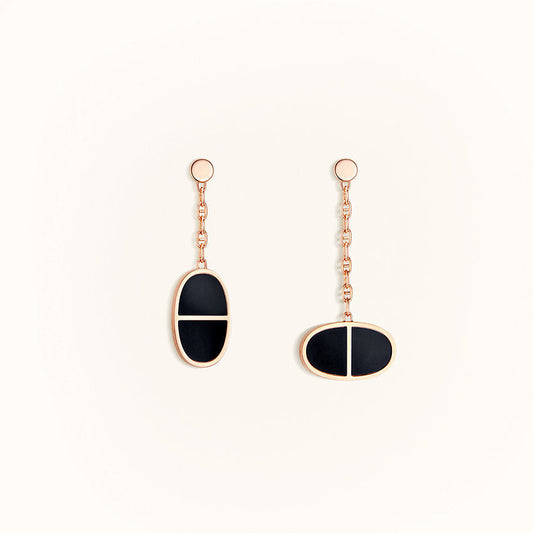 [Love Aura]CHAINE VERSO BLACK CERAMIC EARRINGS