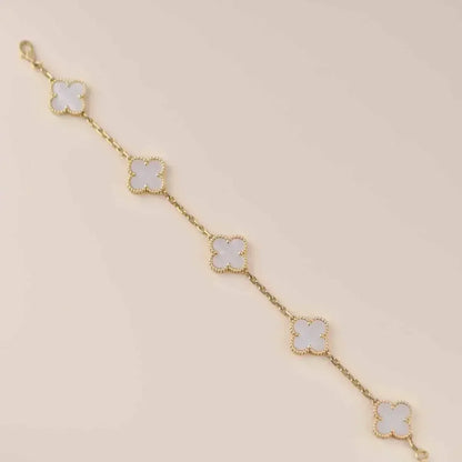 [Love Aura]CLOVER WHITE PEARL MOP 5 MOTIF BRACELET COLLECTION