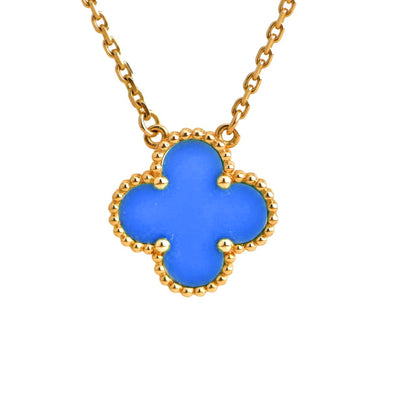 [Love Aura]CLOVER 15MM BLUE AGATE NECKLACE