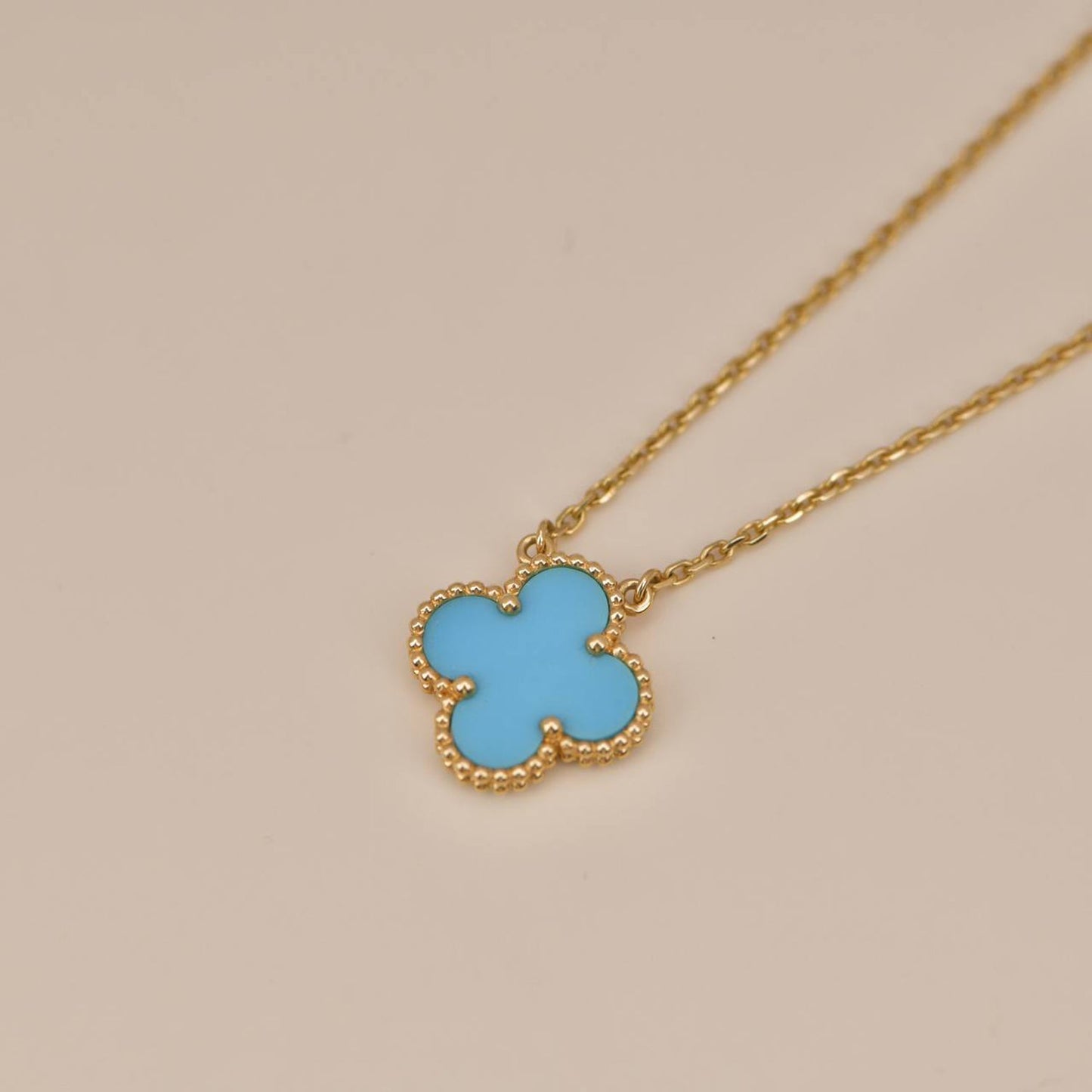 [Love Aura]CLOVER 15MM VINTAGE TURQUOISE NECKLACE