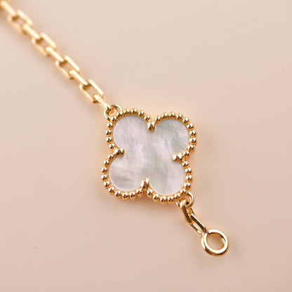 [Love Aura]CLOVER  5 MOTIF WHITE MOP BRACELET